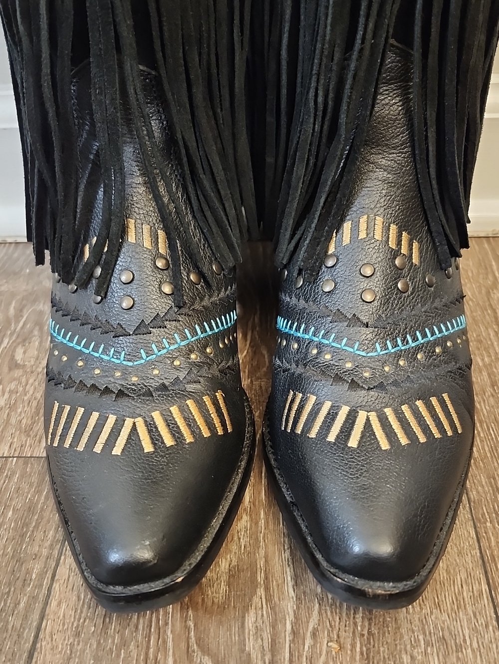 Dingo Womens Gypsy Fringe Leather Country Western Boots Black Size 10 DI 737 - Picture 3 of 12
